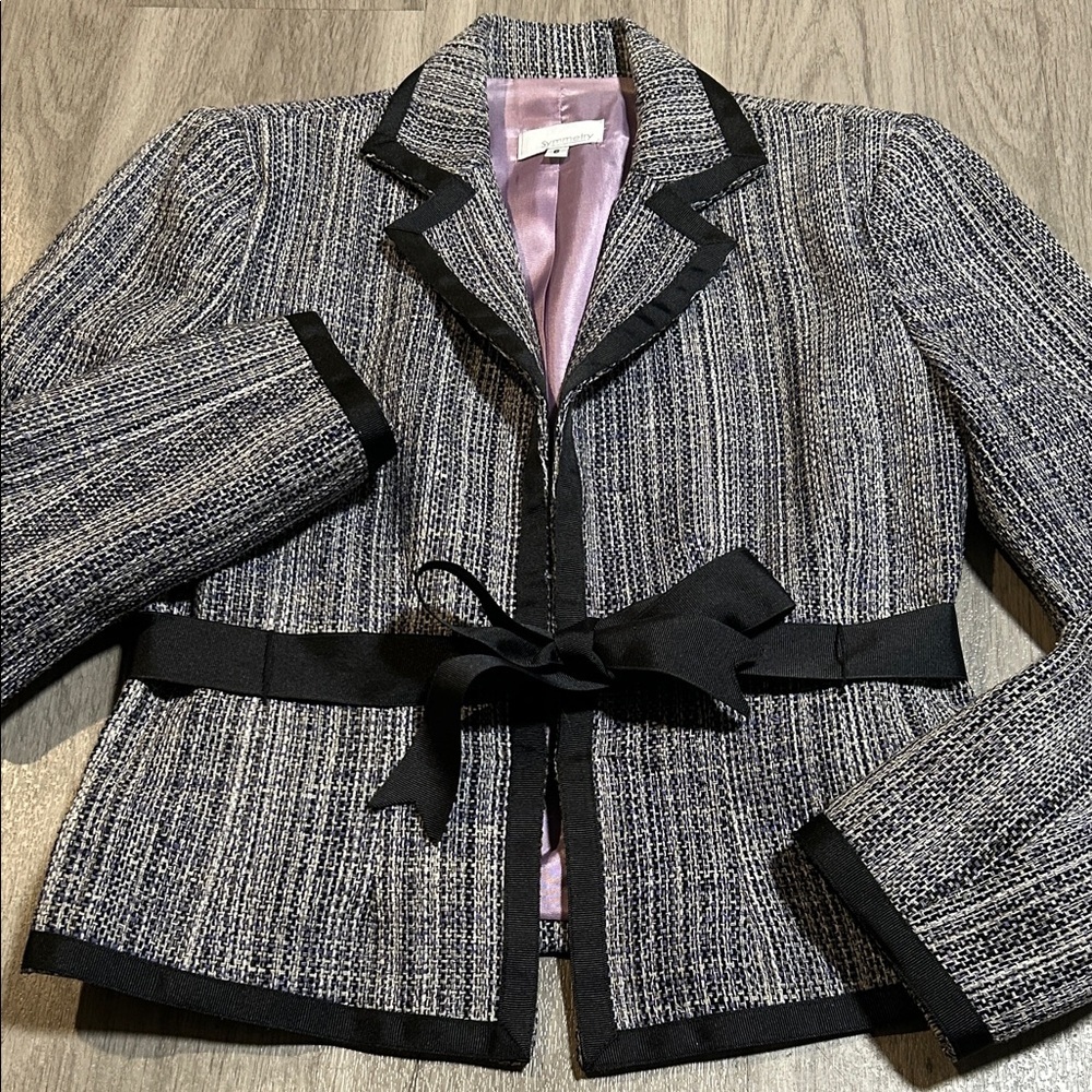 Symmetry Black and Purple Textured Blazer